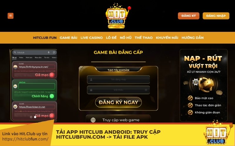 Tải App HitClub Android: Truy cập cardgame.radio.fm -> Tải file APK -> Mở quyền "Nguồn không xác định" -> Cài đặt & Chiến ngay!